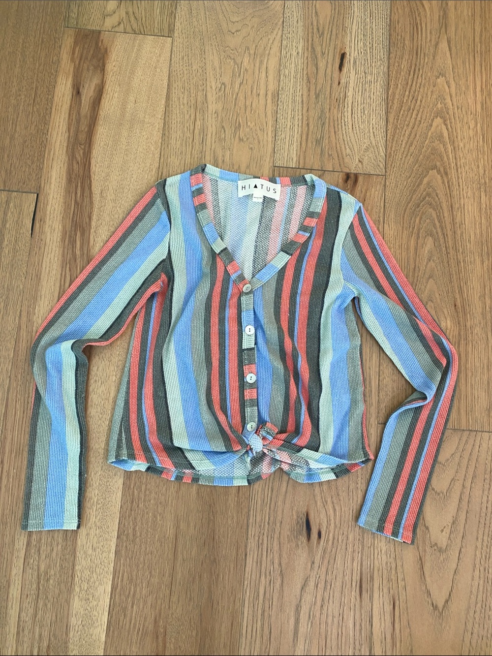 Hiatus Multicolor Striped Knit Button-Front Top